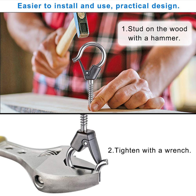 [Australia - AusPower] - BeneLabel Wall Mount Ceiling Hooks with Safety Buckle - Plant Hanger Hooks - Outdoor Hanging Brackets for Hanging Plants, Lights, Wind Chimes & More - Rust Proof and Wind Proof 8pcs 8 PCS 