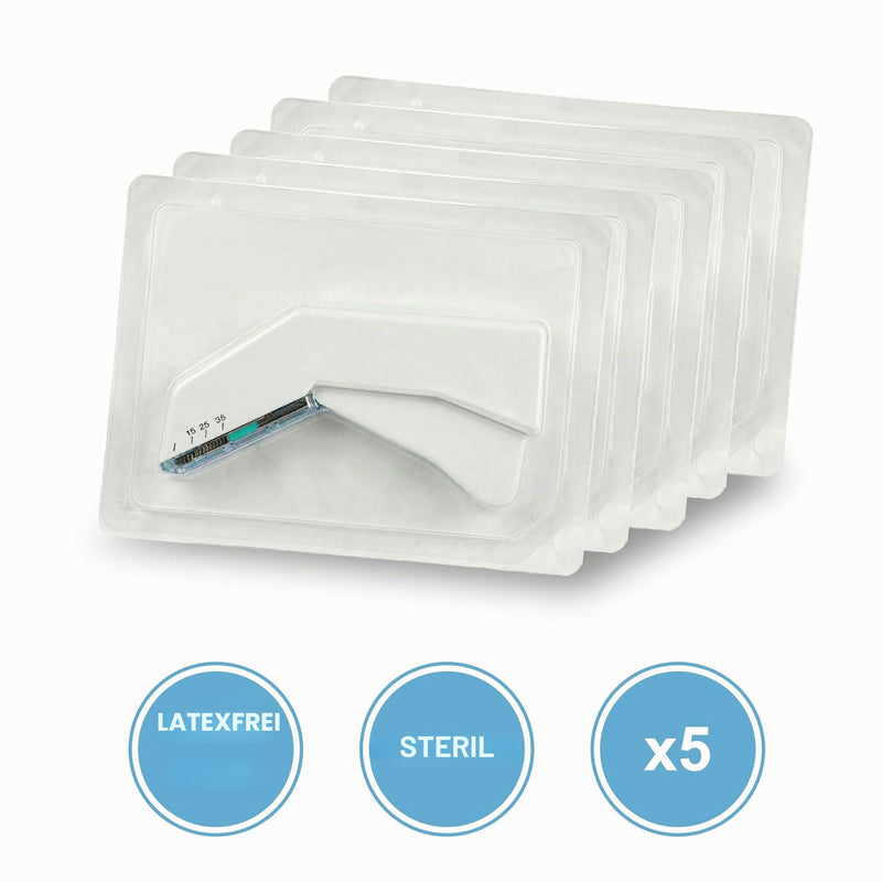 KMINA Skin Stapler F35W with 35 Sterile Staples White (Pack of 5) | Medical wound tacker made of stainless steel with ABS housing, ergonomic design, safe opening, latex-free