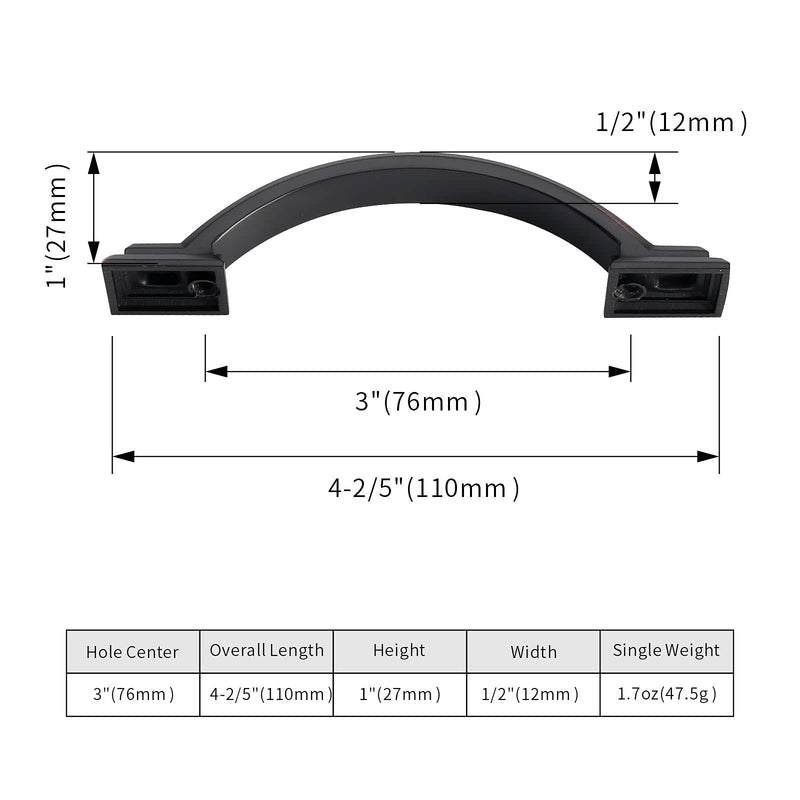 10 Pack 3 inch Cabinet Pulls Oil Rubbed Bronze Cabinet Handles Drawer Pulls for Kitchen Cabinet Cupboard 3 inch（76mm） 10 Pack