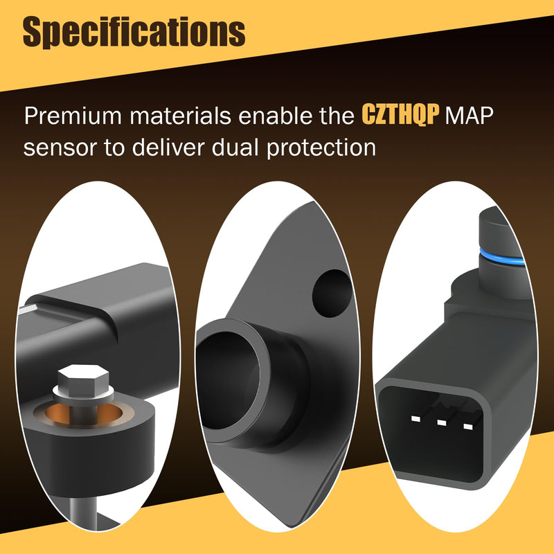 MAP Sensor with Black Spacer Kit Compatible with 2011-2019 Ford F-250 F-350 Super Duty 6.7L Diesel,Replacement for Manifold Absolute Pressure Sensor,BC3Z-9F479-A BC3Z-9F479-B BC3Z9F479B CX2372