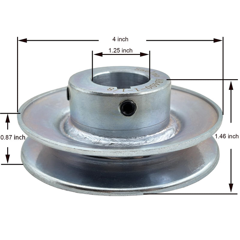 [Australia - AusPower] - AB400-1 1/8 Single Groove Web Sheaves,4" OD 1 1/8 inch bore v Belt Pulley,Motor Pulley Carbon Steel for A B 5L 4L V-Belts 
