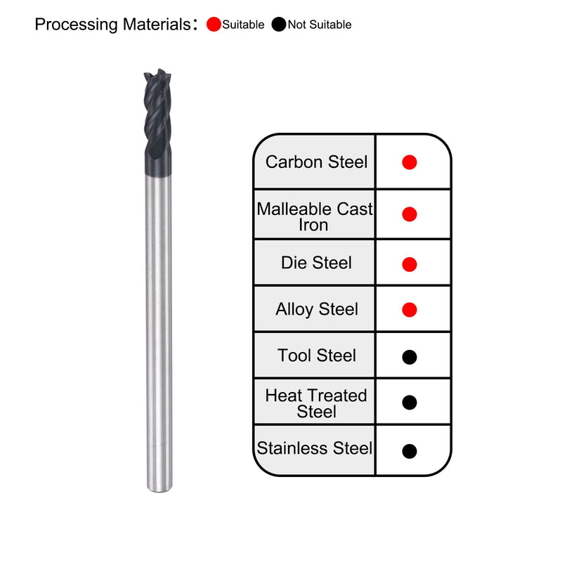 [Australia - AusPower] - uxcell Square Nose End Mill, 3mm Tip Dia Solid Carbide AlTiN Coated CNC Router Bits 4 Flute Spiral Milling Cutter HRC45 with 4mm Shank 50mm (2-inch) Length, 2pcs 3.0mmx8mmx4mmx50mm 