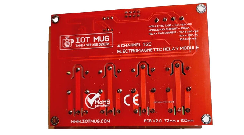 4 Channel I2C Relay Electromagnetic 3.3V 5.0V Compatible with Arduino Raspberry PI MCU DIN Rail Compatible Home Automation & DIY Projects. with Built in LED Indicators