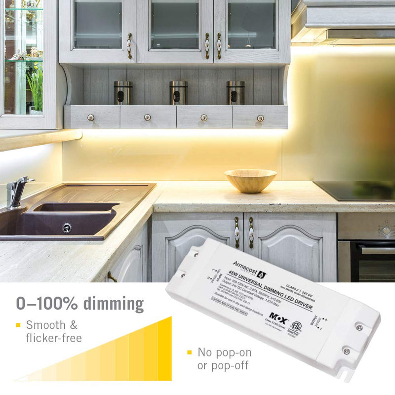 [Australia - AusPower] - Armacost Lighting 860450 for LED Lighting, with Removable AC Cord, 45 Watt, White 24 Volt 
