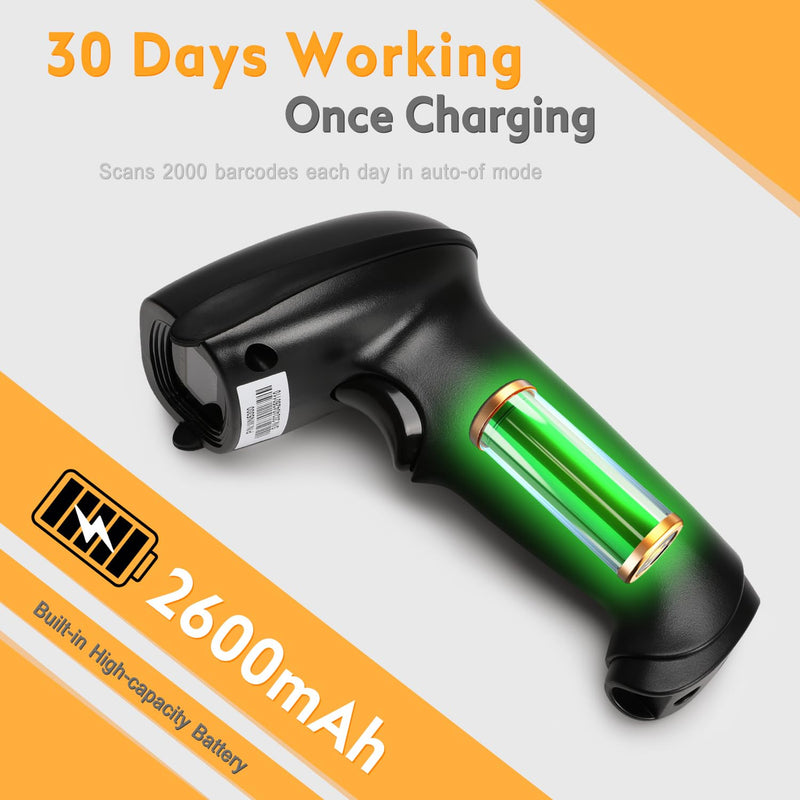 [Australia - AusPower] - WoneNice Wireless Barcode Scanner, 2D QR Handheld Scanner for iOS Mac Windows, Plug and Play USB Cordless 1D Barcode Reader for Retail Store Warehouse Inventory 