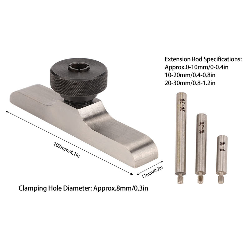 [Australia - AusPower] - Depth Dial Indicator Base Depth Bracket Micrometer Stand with 3Pcs Extension Rods(103x17mm/4.1x0.7in) 