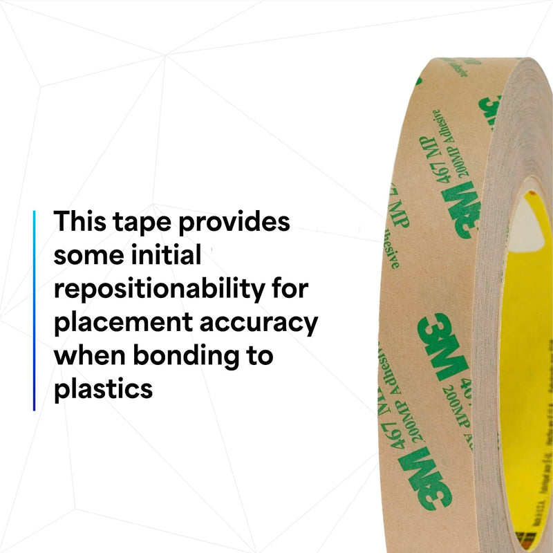 3M 468MP Adhesive Transfer Tape, 0.5" Width x 5yd Length (1 roll)
