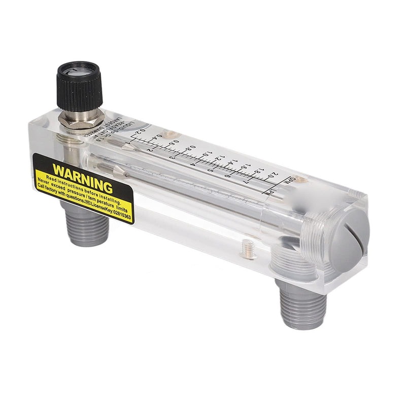[Australia - AusPower] - Water Meter Panel Type Flowmeter, 1/2in Male Thread and 1/4in Female Thread Djustable Knob Panel Mount Type Flowmeter for PVC Pipe, 0.2-2.0GPM 1-7LPM 