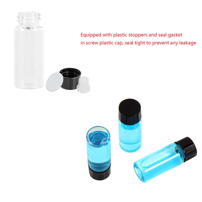 [Australia - AusPower] - 4ml Clear Glass Vials with Screw Caps and Plastic Stoppers, 1 Dram Small Liquid Sample Vial, Leak-Proof Vial, 12PCS 4ml 12 