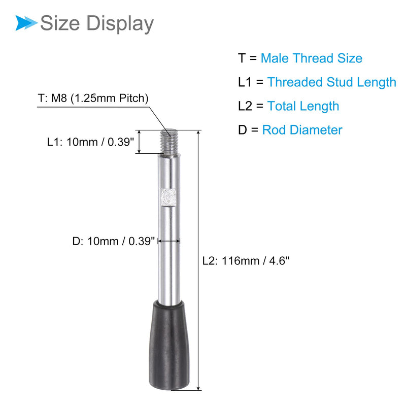 [Australia - AusPower] - Revolving Crank Clamping Handle, M8 Male Thread 116mm Length, Chrome Plated Long Arm Handwheel Handle Knob Black - (Applications: for Lathe Machinery), 4-Pieces 