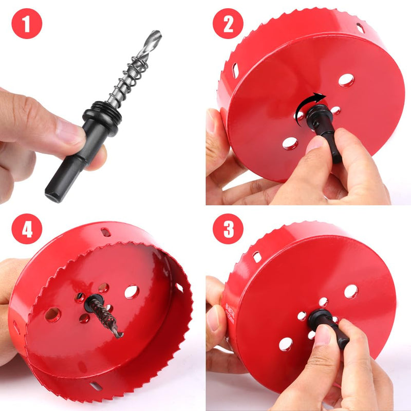 [Australia - AusPower] - EMSTAR 4 Inch M42 HSS Bi-Metal Hole Cutter, Triangular Shank Hole Saw Drill Bit with Spring, for Wood, Plywood, Plastic, Gypsum Board, Thin Metal Sheets 