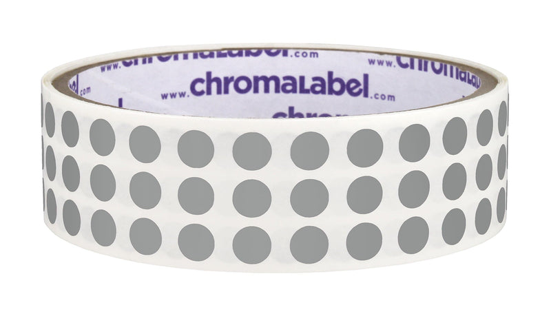 ChromaLabel 0.25 Inch Round Label Permanent Color Code Dot Stickers, 1000 Labels per Roll, Gray