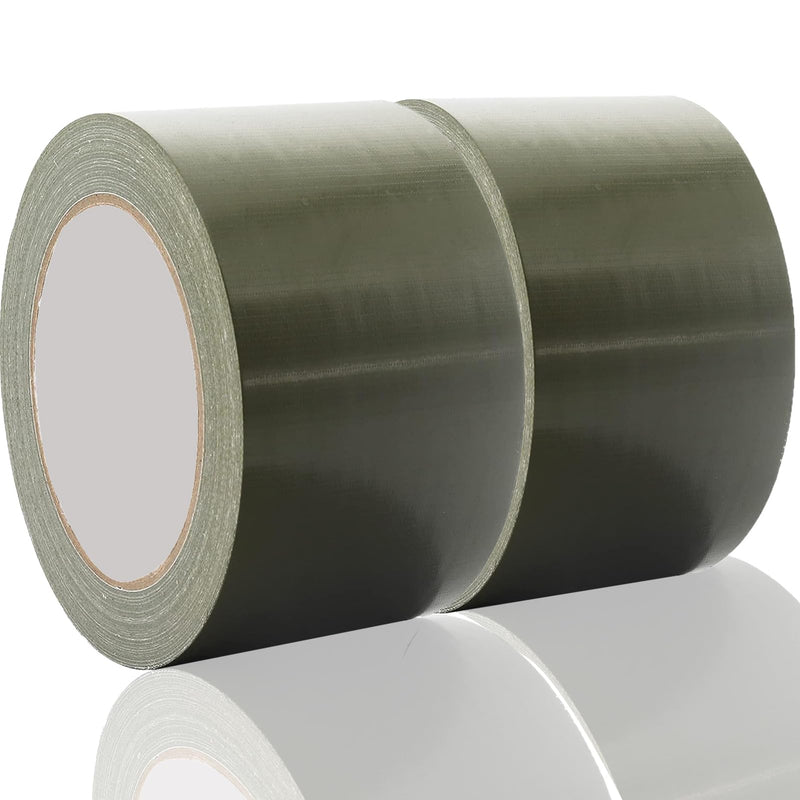 2 Roll Heavy Duty Olive Green Duct Tape-Professional Grade Outdoor Waterproof Tape, Hand Tearable, Repair Duct Tape for Industrial, Professional Use,3 Inch x 30 Yards