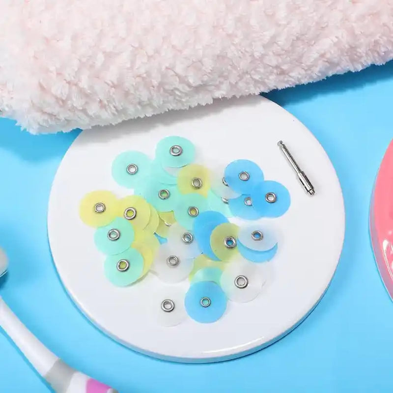 [Australia - AusPower] - 80 Piece 12mm & 14mm Dental Polishing Discs Assorted Kit, Dental Polisher Supplies with Mandrel Stem for Material Tools, Professional Dental Accessories for Polishing and Contouring 