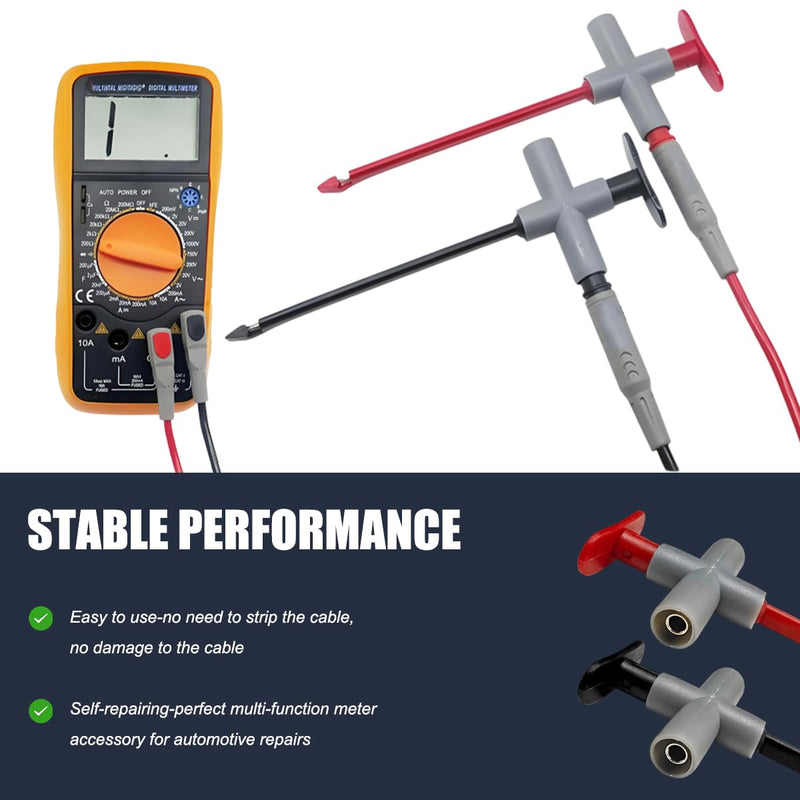 [Australia - AusPower] - 2 PCS Puncture Probe Wire Piercing Test Clip, P5010 Car Electrical Multimeter Testing Tool for 4mm Banana Plug, Automotive Test Cable Kit Wire-Piercing Tester for Repairing Cars 