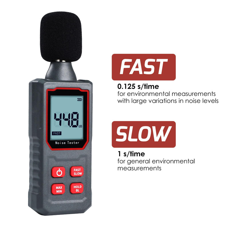 [Australia - AusPower] - Decibel Meter Sound Level Reader 30-130dB Handheld Sound Level Meter SPL Meter with Capacitive Microphone Sensor HD Backlight Display Portable db Meter Decibel Monitoring Tester 