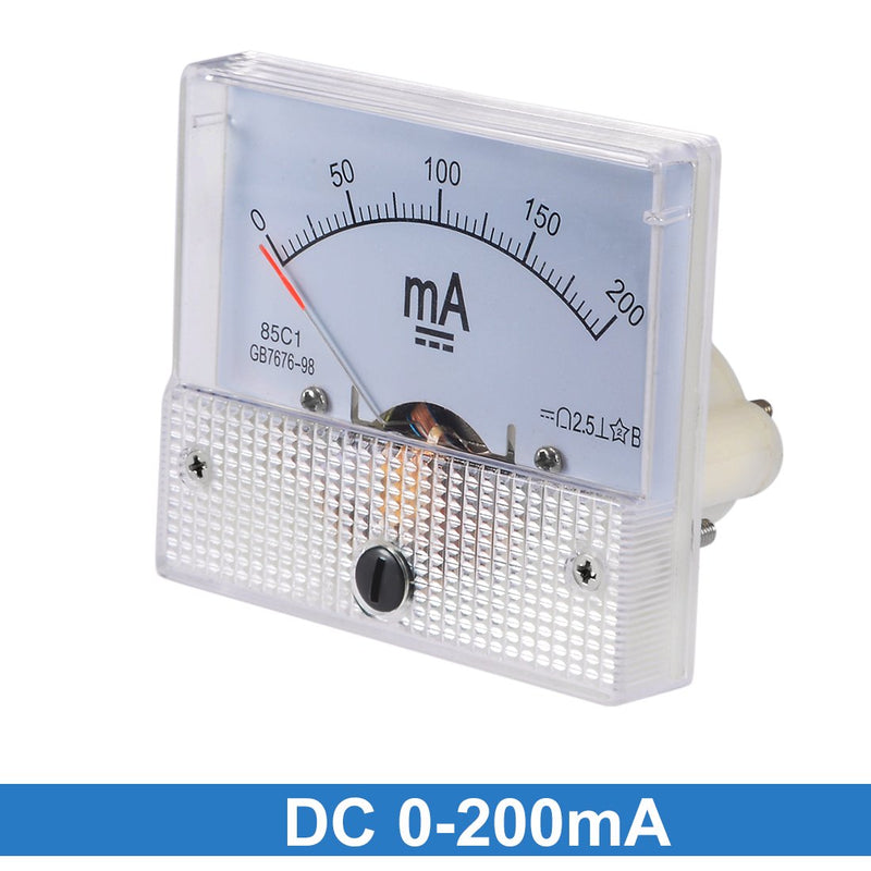 uxcell Analog Current Panel Meter DC 0-200mA 5mA Scale 85C1 Ammeter for Circuit Testing Charging Battery Ampere Tester Gauge Pack of 1