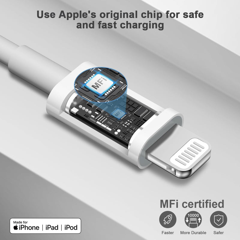 [Australia - AusPower] - iPhone Fast Charger 3+3Pack 20W USB C Wall Charger with 6FT Fast Charging Cable Compatible with iPhone 14/13/12/11/Pro/Pro Max 3Pack 