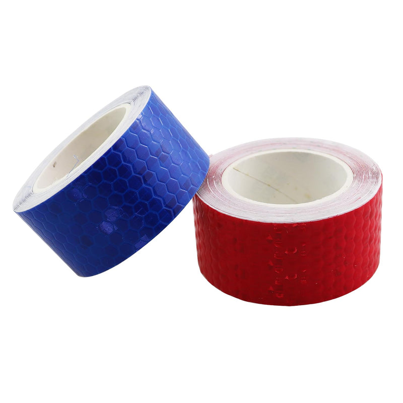 4PCS Bicycle Reflective Stickers Safety Warning Strips Crystal Grid Reflective Film Red White Blue Fluorescent Green 2.5cmx3m High Visibility Reflective Tape for Trailers Cars Hiking Campers
