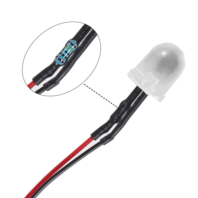 [Australia - AusPower] - 30Pcs 10mm LED Lights Emitting Diodes Pre Wired DC 12V Blue Color LED Ultra Bright Light Emitting Diodes LED Light Clear Lens Small LED Lamps for Circuit Science Experiment, DIY Lighting Projects 