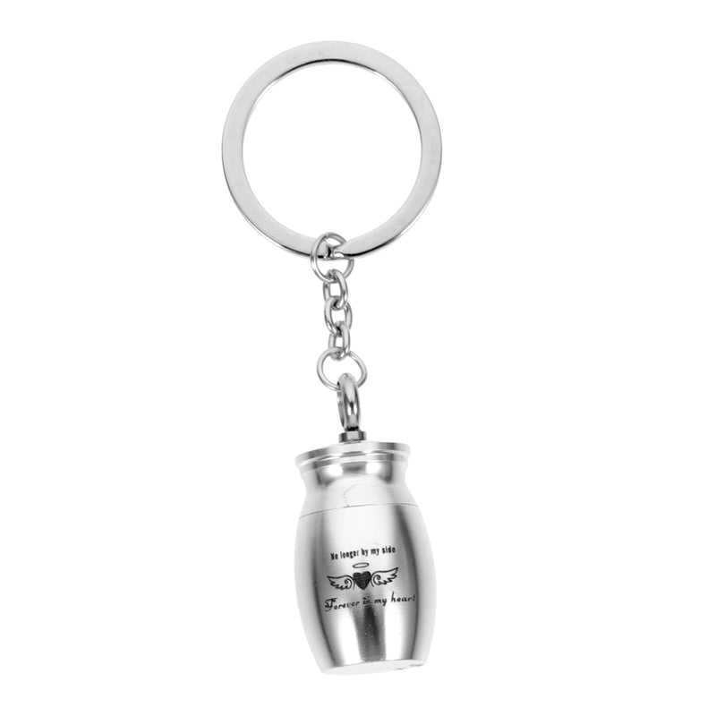 Pet Urn Keychain Mini Urn Container Pendant for Ashes Screw Lid Ash Keepsake Key Ring Lightweight Memorial Ornament for Pet Hair or Ashes Pocket Carry Gift Silver 1.5X1.5X2.5CM