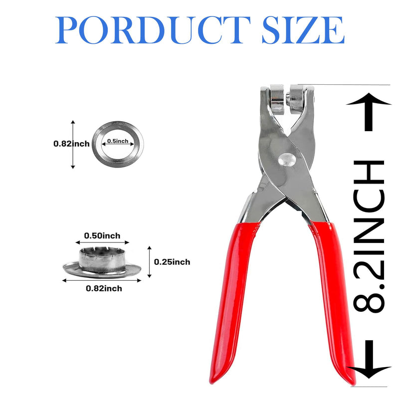 300Pcs 1/2 Inch Grommet Tool Kit, 12mm Handheld Eyelet Kit, Grommets Pucher with Hole Punch and Eyelets for Leather/Belt/Shoes/Crafts