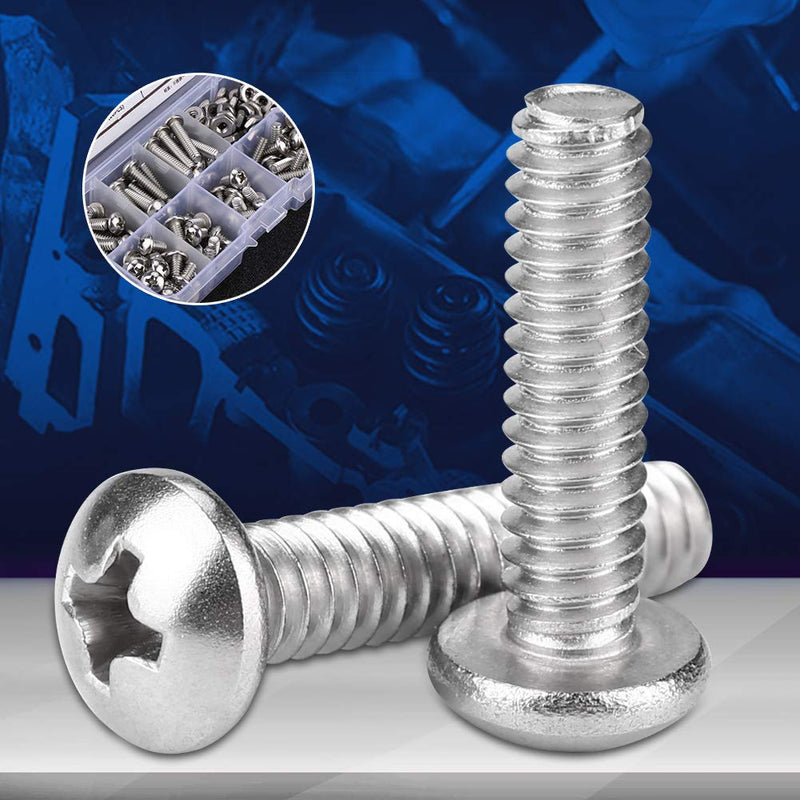 [Australia - AusPower] - 140pcs Set #10-24 Cross Pan Head Screws Stainless Steel Machine Bolts Nuts Pan Head Machine Screws Screws Assortment Set with Plastic Storage Box Assortment kit 
