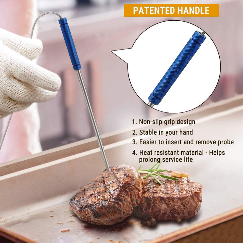 [Australia - AusPower] - ThermoPro Stainless Steel Probe Replacement Stainless Meat Probe for TP25, TP27 (Blue) Blue 