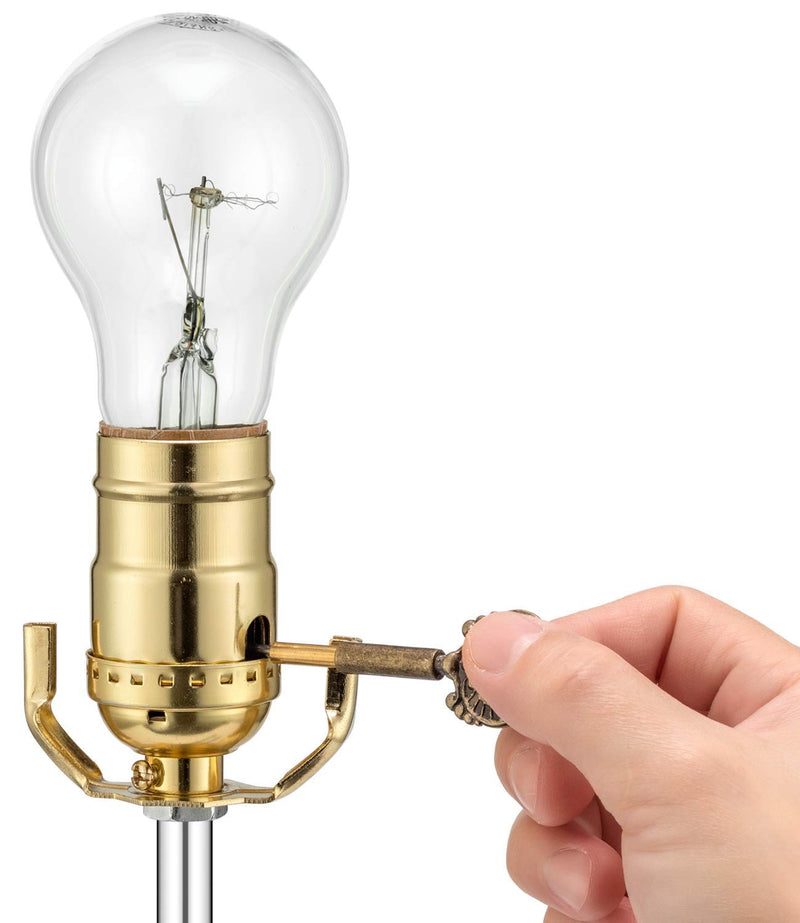 [Australia - AusPower] - Qc Lamp Turn Knob, 2 Packs On/Off Replacement Light Lamp Turn Switch Knobs with 1/2" Extensions, Socket Knob for Floor and Table Lamps (Antique Brass) Antique Brass 