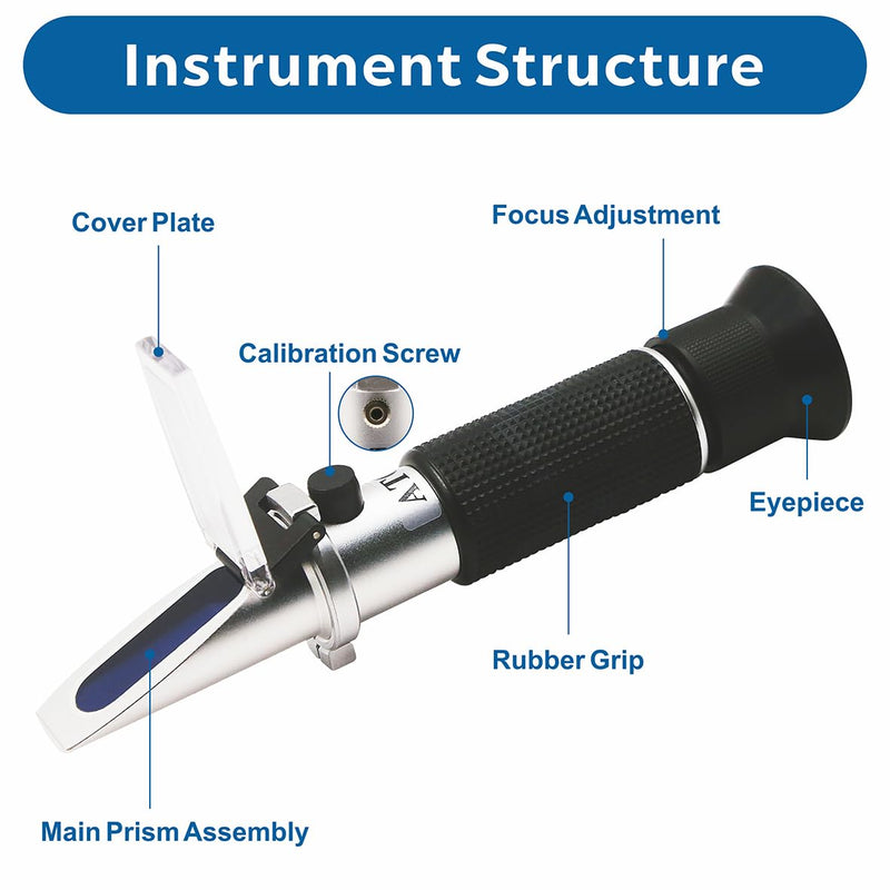 [Australia - AusPower] - Brix Refractometer with Dual Scale - Specific Gravity & Brix, High Precision Handheld Refractometer Hydrometer with ATC for Beer Brewing Wine Making, Home Brewing Kit 