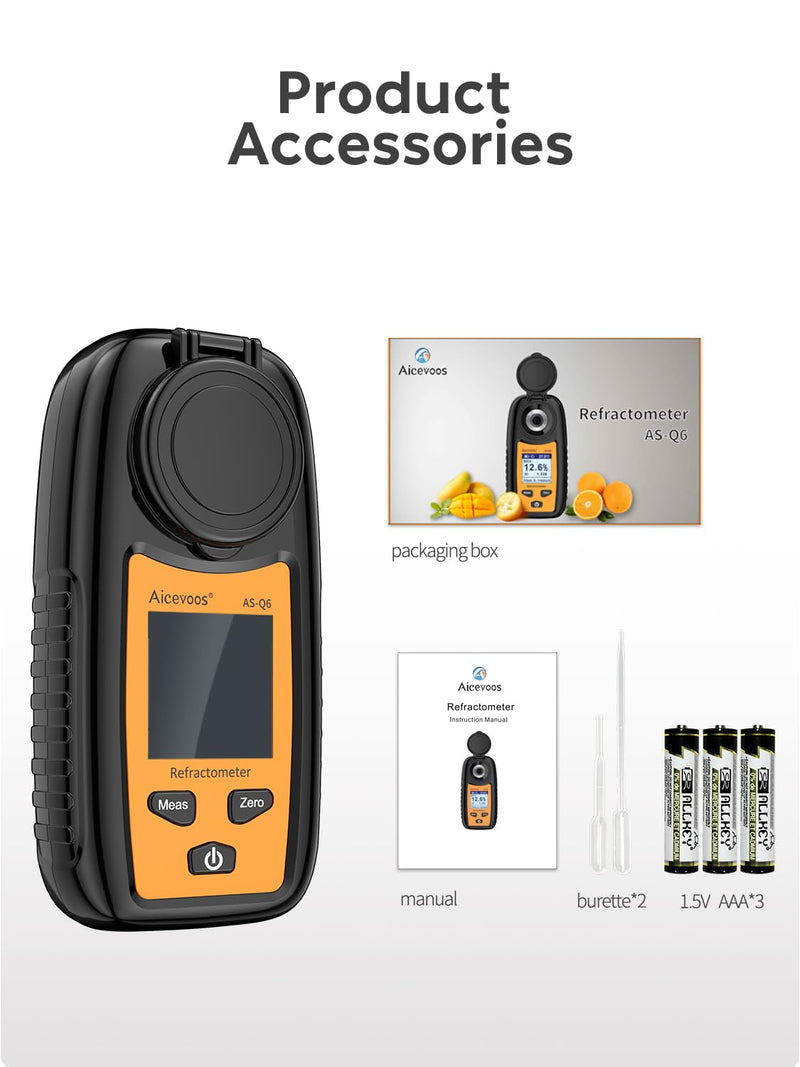 [Australia - AusPower] - Digital Sugar Brix Refractometer brix Meter Automatic Temperature Compensation Range 0-35%，±0.2% Precision, Perfect for Fruits, Juices, Vegetables, Drinks and Coffee Large 