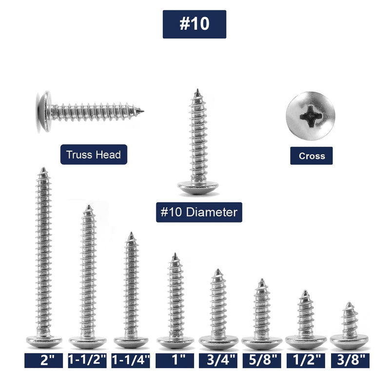 [Australia - AusPower] - #10 x 1-1/4" Wood Screw 100Pcs Truss Head Phillips 18-8 (304) Stainless Steel Fast Self Tapping Screws by SG TZH #10 x 1-1/4" 