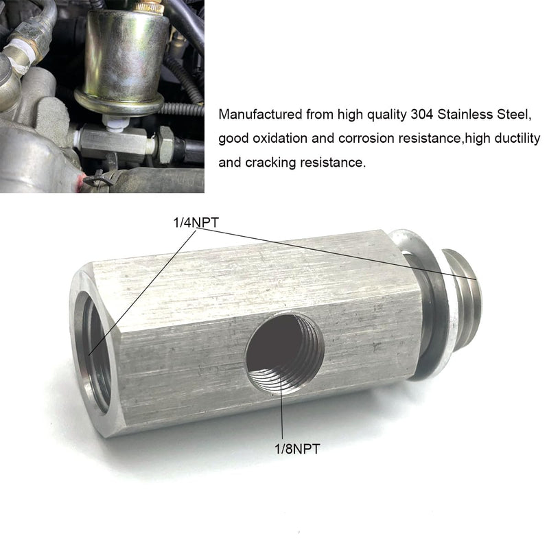 [Australia - AusPower] - Stainless Steel 1/4 NPT Female to 1/4 NPT Male with 1/8 NPT Port Oil Pressure Sensor Tee Use to add oil pressure gauge and Turbo Supply Feed Line 
