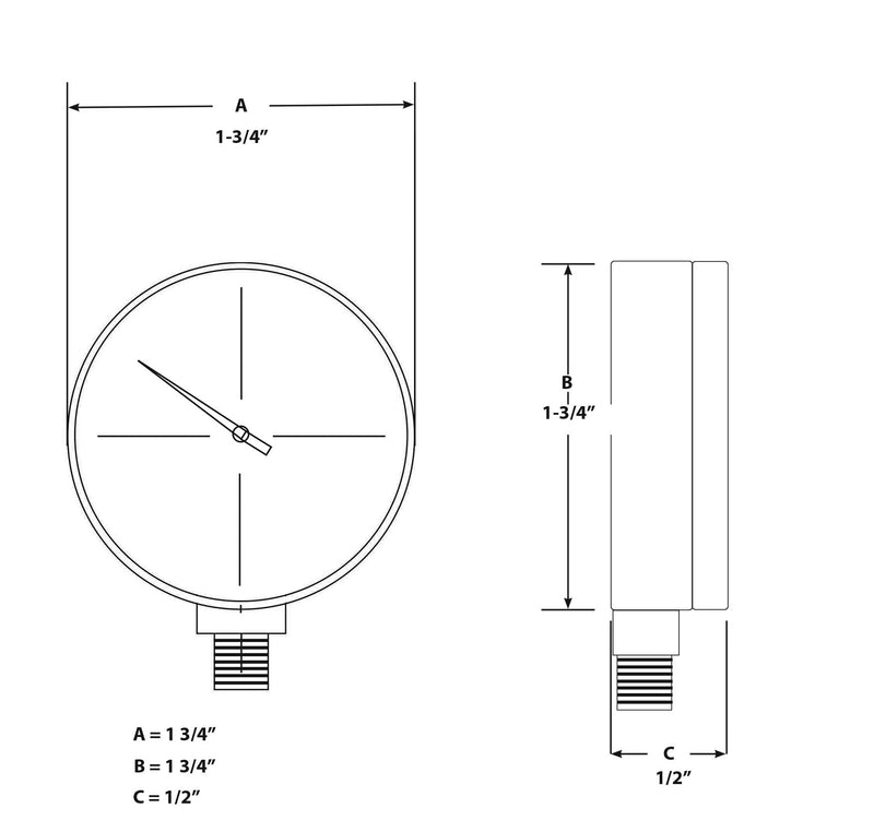 [Australia - AusPower] - Performance Tool W10055 0-200 PSI Air Gauge for Air Tank Accessory Air Tank Gauge 