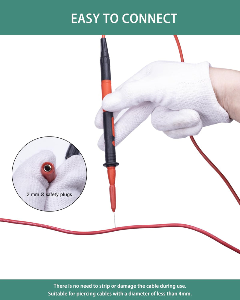 [Australia - AusPower] - Electrical Back Probe Needles, 8pcs Back Probe Kit Automotive for Instrument Parts Accessories 2mm Socket Test Leads Diameter 0.7mm Pins Fine Tester Puncture 