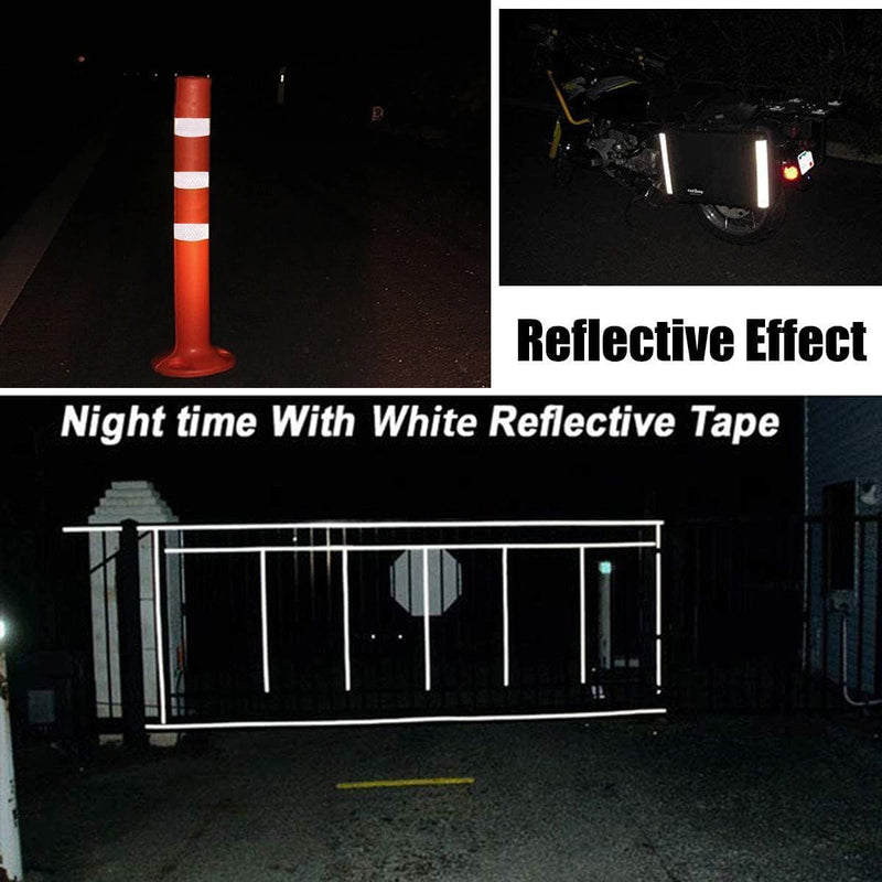 [Australia - AusPower] - Reflective Tape, Waterproof Self Adhesive Dot Reflective Tape Outdoor Safety Caution Reflector for Trailers, Bikes, Cars?Silver, 1 Inch x 65 Feet? White 
