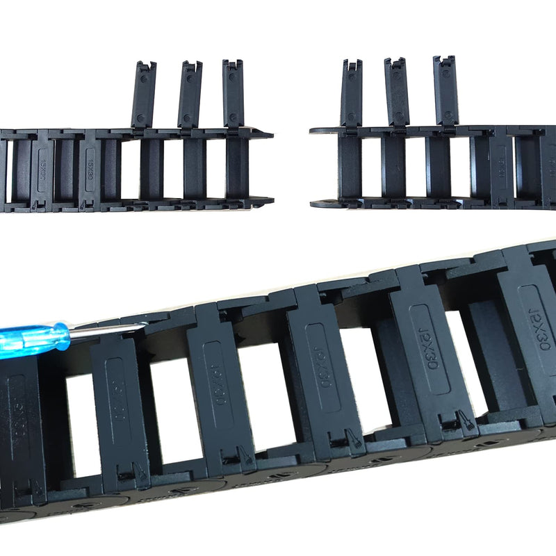 [Australia - AusPower] - 2pcs 39.4 inch Drag Chain Cable Carrier Open Type R28 Wire Cable Chain for CNC Router Mill and 3D Printer,Extra 2 Pair End Connectors,1pc Screwdriver,12 Screws(15x30 Outside Open) 15x30 Open (2pcs) 