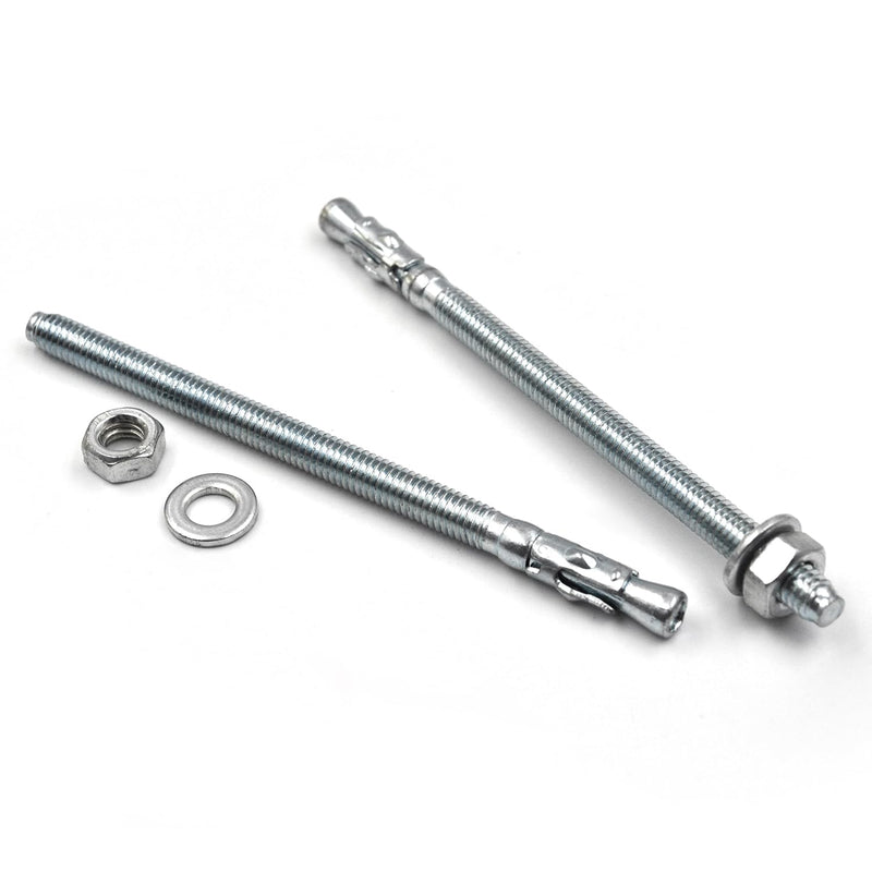 1/4x4 Inch Standard Fasteners for Heavy-Duty Zinc Wedge Anchors for Cement and Concrete (Box of 50) 1/4"x4"-50pcs