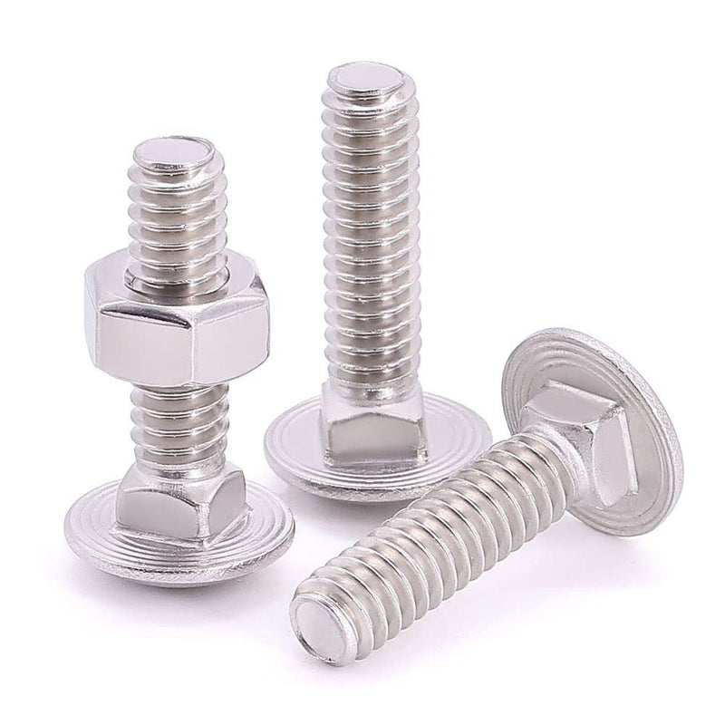 [Australia - AusPower] - M6-1.0 x 12mm (12 Sets) Carriage Bolt DIN603 with Hex Nut DIN934, Full Coarse Thread, 304 Stainless Steel 18-8, Round Head Square Neck Screws Coach Bolt M6-1.0 x 12mm 12 