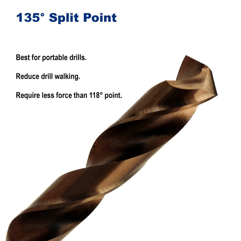 [Australia - AusPower] - 1/8-Inch Cobalt Steel M35 Jobber Length Twist Drill Bits for Hard Metal, Stainless Steel, Pack of 12 1/8 in 