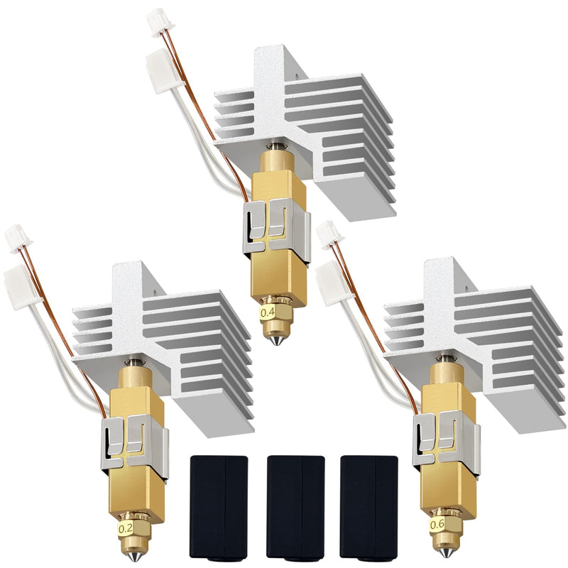 [Australia - AusPower] - 3PK CC2 Hotend 0.2MM 0.4MM 0.6MM Nozzle for Centauri Carbon 2/CC2 Ceramic Hot End Upgrade Extruder Hotend Print Head Replacement with Brass Hardened Nozzle for Elegoo CC 2 Accessories 3PK 