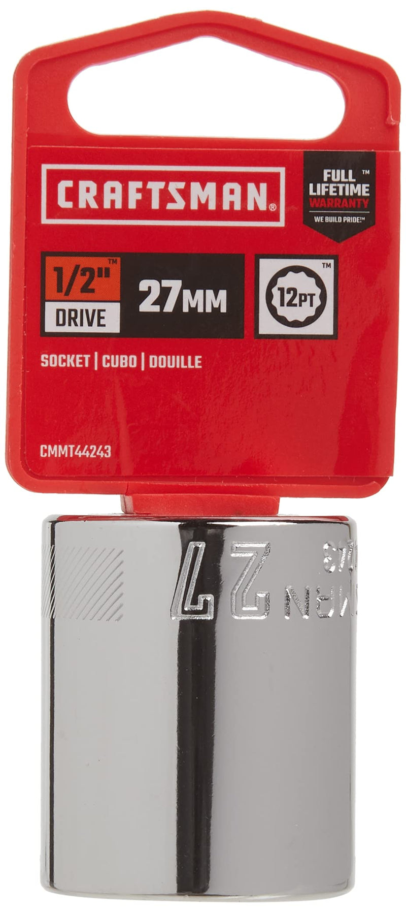 [Australia - AusPower] - CRAFTSMAN Shallow Socket, Metric, 1/2-Inch Drive, 27mm, 12-Point (CMMT44243) 27 MM 