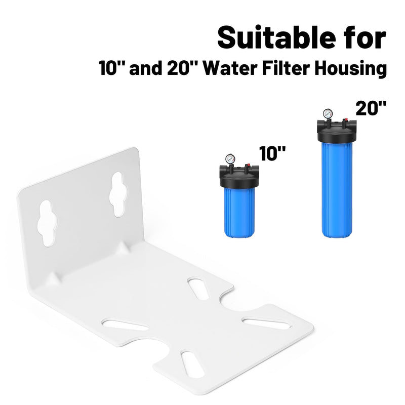 [Australia - AusPower] - Mounting Bracket for 10" and 20" Water Filter, Metal Housing Fixed Bracket for 10" and 20" Water Filter, White 