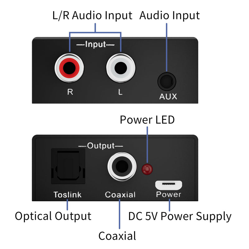 [Australia - AusPower] - Analog to Digital Audio Converter Fits for RCA to Optical Coaxial, R/L or 3.5mm Jack AUX to Digital Coaxial & Toslink SPDIF Audio Converter Adapter for PS4 Xbox HDTV DVD Amplifier Speaker Soundbar 