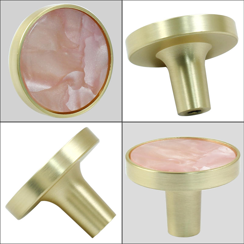 Bonsicoky 12 Pcs Gold Knobs for Dresser Drawers, Round Dresser Cabinet Knobs Pulls for Kitchen Cabinet Cupboard Door Furniture Decorative, Pink 12 Pack