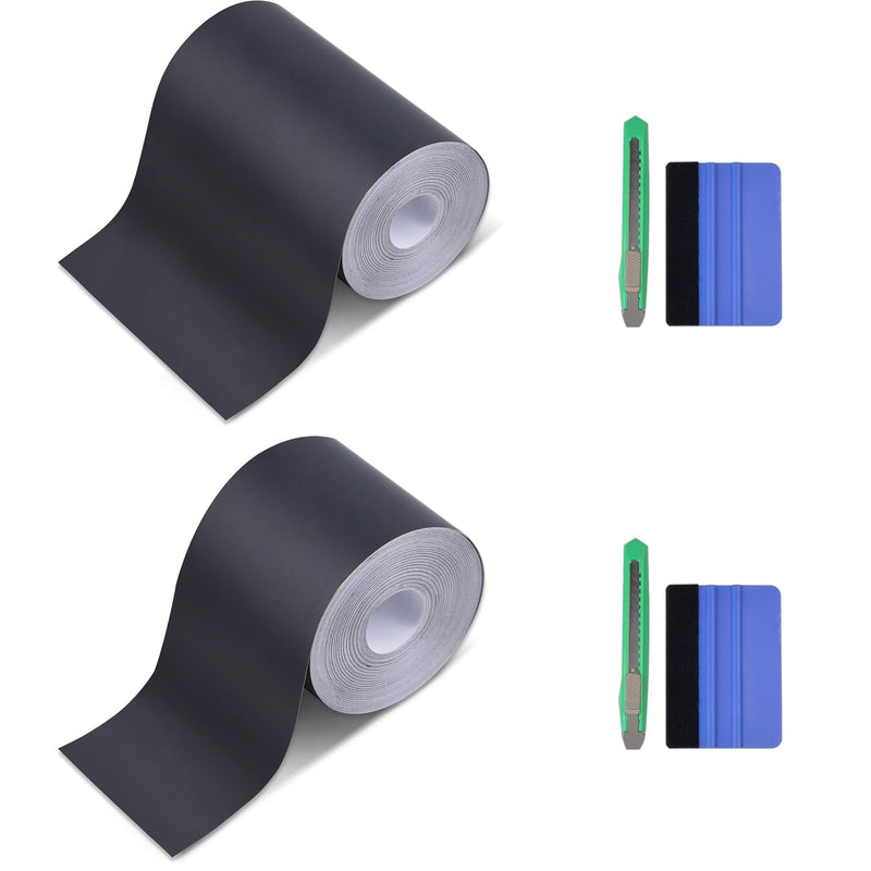 Lypumso Matte Black Vinyl Wrap Tape Roll, 4 Inch x 30ft and 2 Inch x 30ft Self-Adhesive Black Out Chrome Delete Tape with Tool Kit