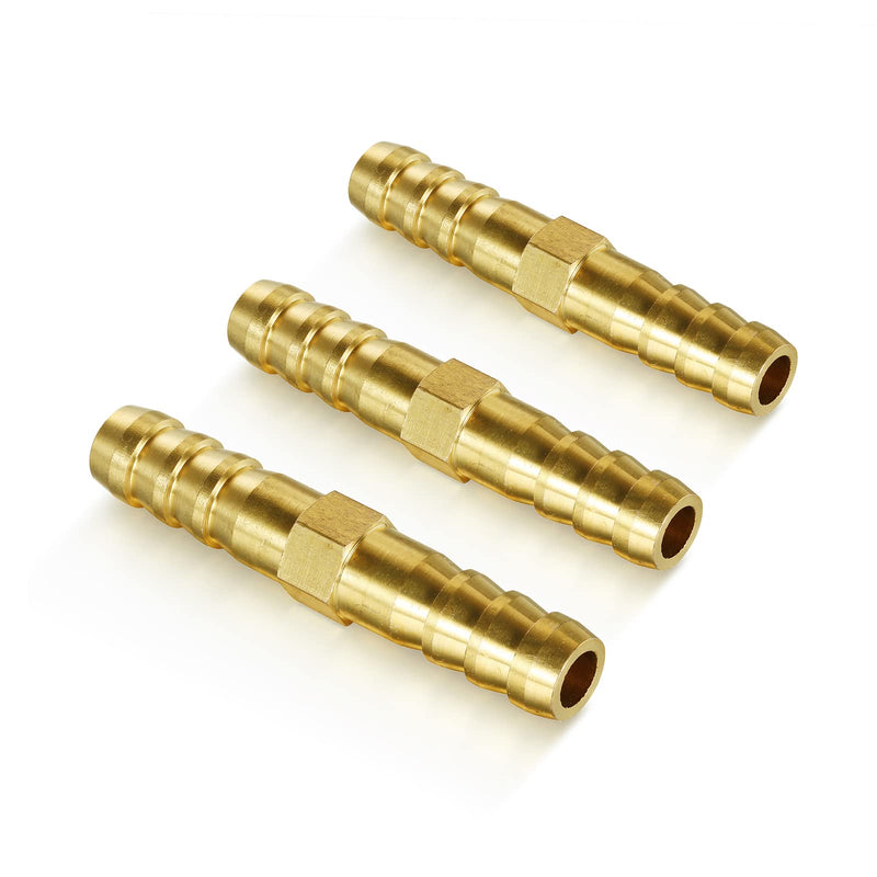 [Australia - AusPower] - 3 PCS Solid Brass 3/8"×3/8"(10mm) Barbed Hose Fittings with 7 PCS Pipe Clamps, Hose Repair Kit,For Water/Air/Oil/Gas/Fuel, 2-way(straight) 3/8" - I shape (3PCS) 