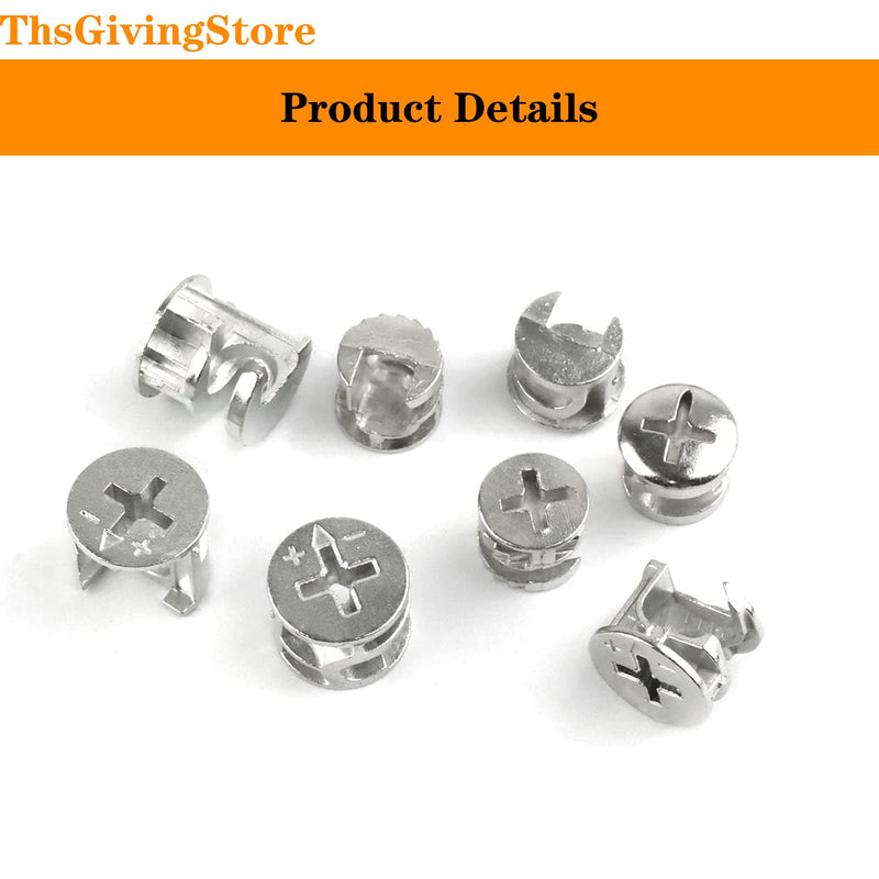 [Australia - AusPower] - 75pcs Cam Lock Nut Fasteners, 3 Sizes Eccentric Wheel Nut Furniture Connectors Cam Fittings for Cabinet Connecting Hardware Bolts Silver Tone 