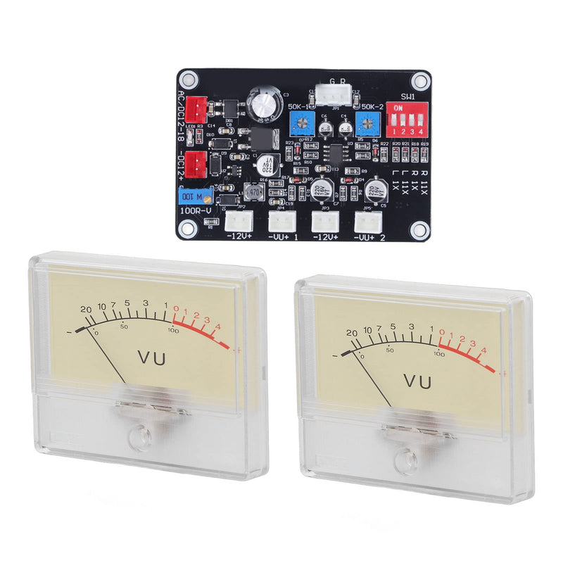 [Australia - AusPower] - Audio VU Meter with Driver Board Kit, Backlit Panel, 500uA Sensitivity, DIY Home Car Sound Level Meter, White, 2-Pack 