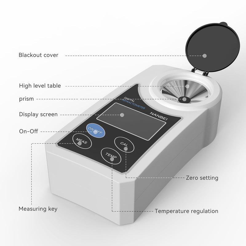 [Australia - AusPower] - 0-55% Digital brix Refractometer with ATC, Portable Refractometer,±0.5 Precision,Refractive Index/Sugar Content Operation Mode Conversion,High Sensitivity,Zero Correction 